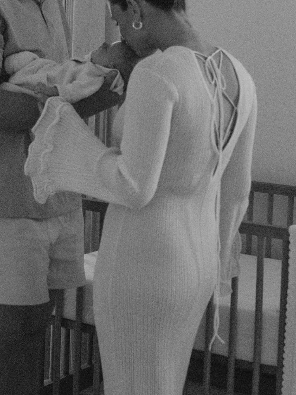 H&M Backless Ribbed Knit Dress in Cream